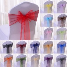 1 10 50 100 Organza Sashes Chair Cover Bow Sash WIDER FULLER BOWS Weddings Party