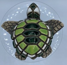 Vg Mosaic Tile Green Turtle Figurine Ceramic 3 Signed