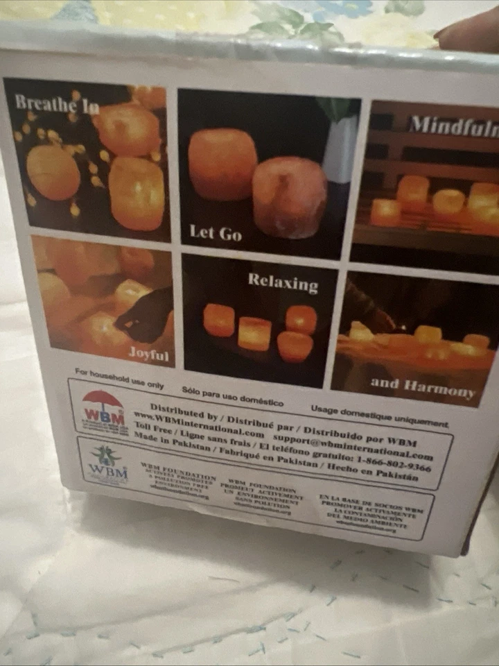 Candelabro de sal natural naranja profundo del Himalaya - 4” luz de té tallada a mano Foto 4 de 4