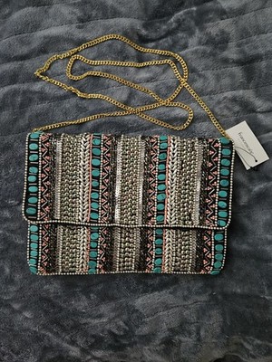 Francesca's Collections Multicolor Crossbody Bag with Gold Chain, NWTs
