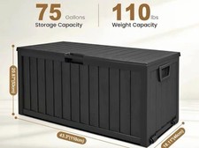 New 75 Gallon Outdoor Storage Container Wood Grain Finish 21X44X18