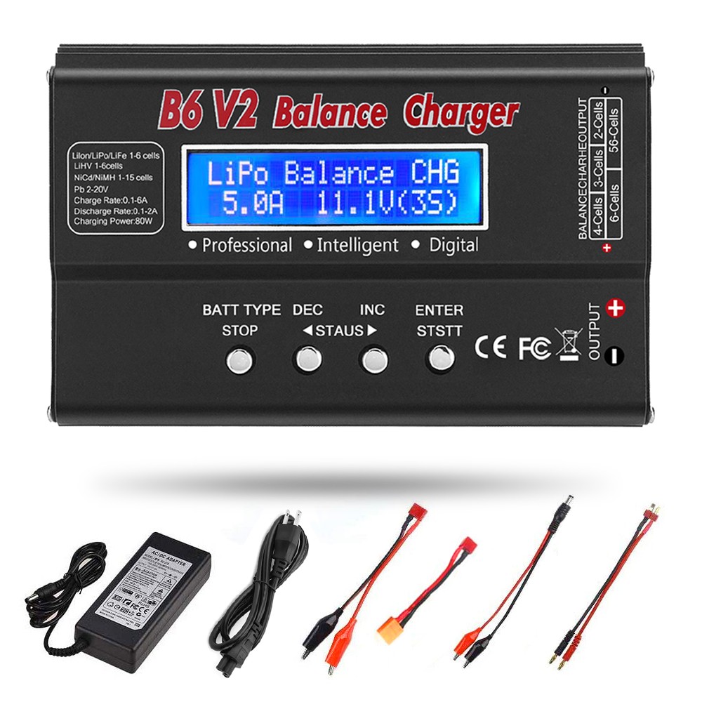Balance Charger, 1s-6s Digital Discharger Battery Pack Charger 80w 6a Usa