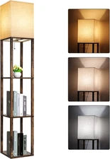 Floor Lamp with Shelves, Modern Shelf Lamp for Display Storage, 3 Color Temperat