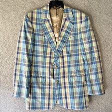 Brooks Brothers Vtg 90s Madras Plaid Pink Blue Blazer Jacket Unionmade USA 39RG