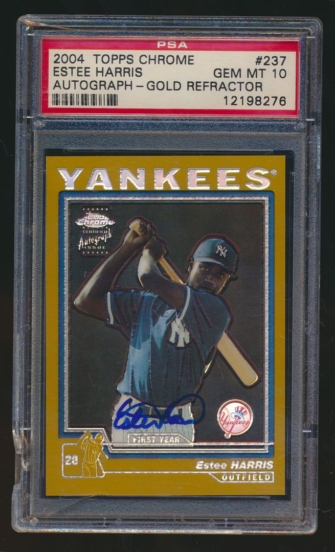 2004 TOPPS CHROME GOLD ROOKIE /50 DAMAGED SLAB PSA 10 ESTEE HARRIS YANKEES