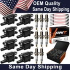 OEM 8X Ignition Coil+Iridium Spark Plug+Wire For GMC Chevy 5.3L 6.0L 6.2L UF413