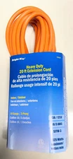 Heavy Duty Power Extension Cord Orange 20' -  16 Gauge Indoor Outdoor