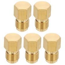 1/4" Brass Flared Plug, 5 Pack 45 Degree SAE Seal Tube Fitting, Brass Tone