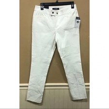 Chaps Women's White Pants Slimming Fit size Petite 8 Regular Length 29 NWT