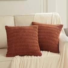 2 Packs Rust Decorative Throw Pillow Covers 18x18 Inch for Living Room Couch ...
