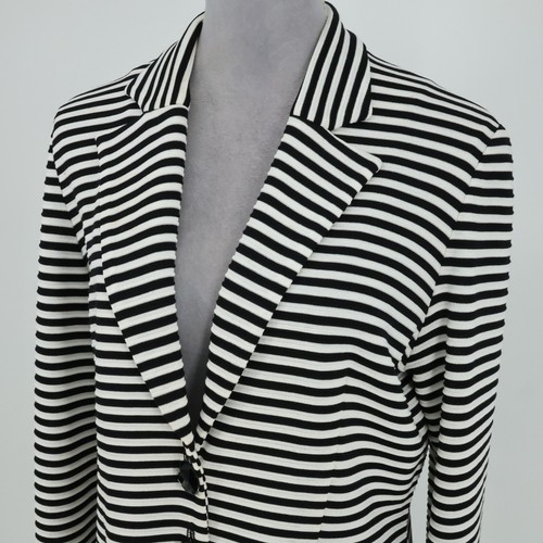 Exclusively Misook Sweater Jacket Womens Medium Black White Stretch Knit Vintage - Picture 3 of 13