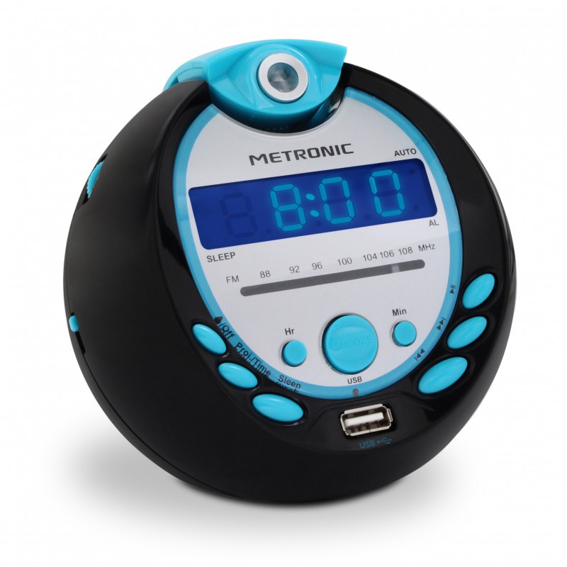 Radio-réveil double alarme Sportsman avec projection murale à 180°