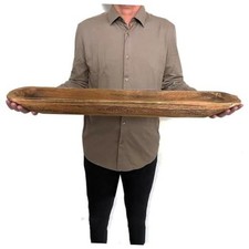 Wooden Dough Bowl Decor, Vintage Wooden Bowl Hand Carved Home 30inch brown