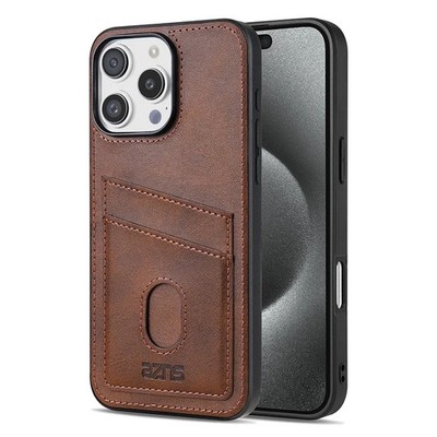 Retro PU-Lederhülle mit Kartenfach für iPhone 11-16 Pro Max   Stoßfest & weich