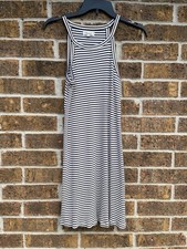 Madewell Striped Ribbed Lounge Tank Dress Razor Back Halter Sleeveless Sz XS