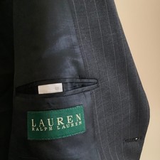 Lauren Ralph Lauren Mens Navy Blue Pinstripe Two Button Blazer Suit Jacket 52R
