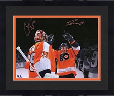 Framed Carter Hart & Travis Konecny Flyers Autographed 16x20 Spotlight Photo