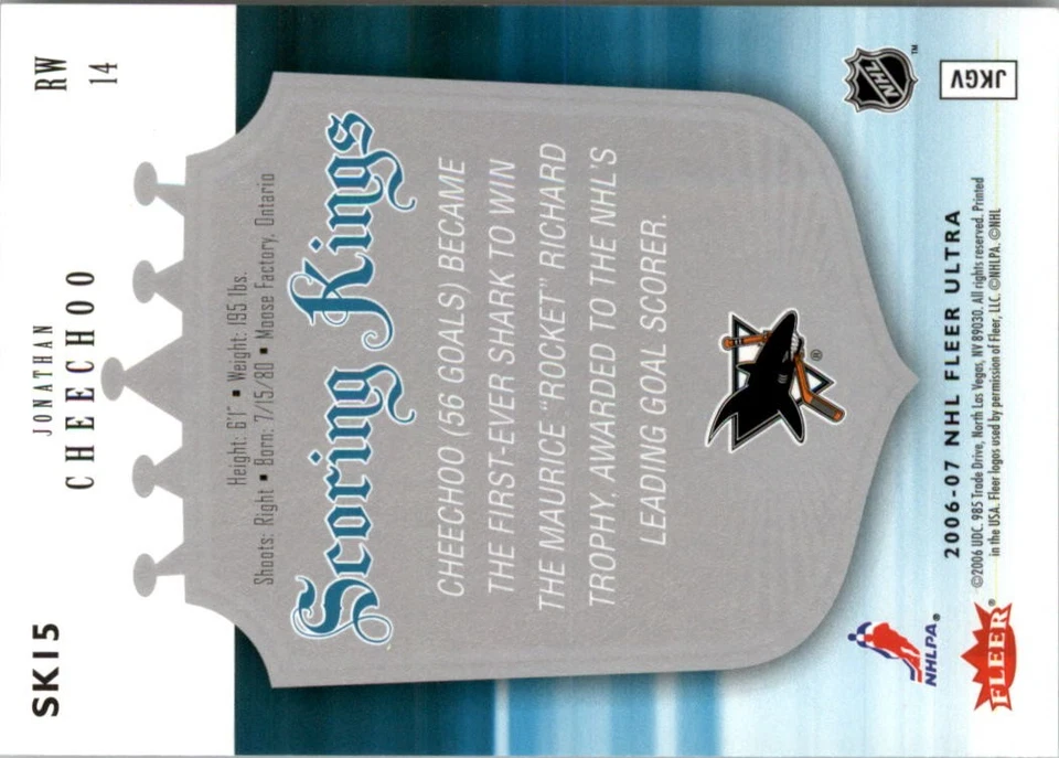 2006-07 Ultra Scoring Kings #SK15 Jonathan Cheechoo - HKY - Image 2 of 2