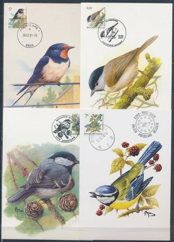 XE60226 Belgium 1999 -2005 animals fauna flora birds maxicards used