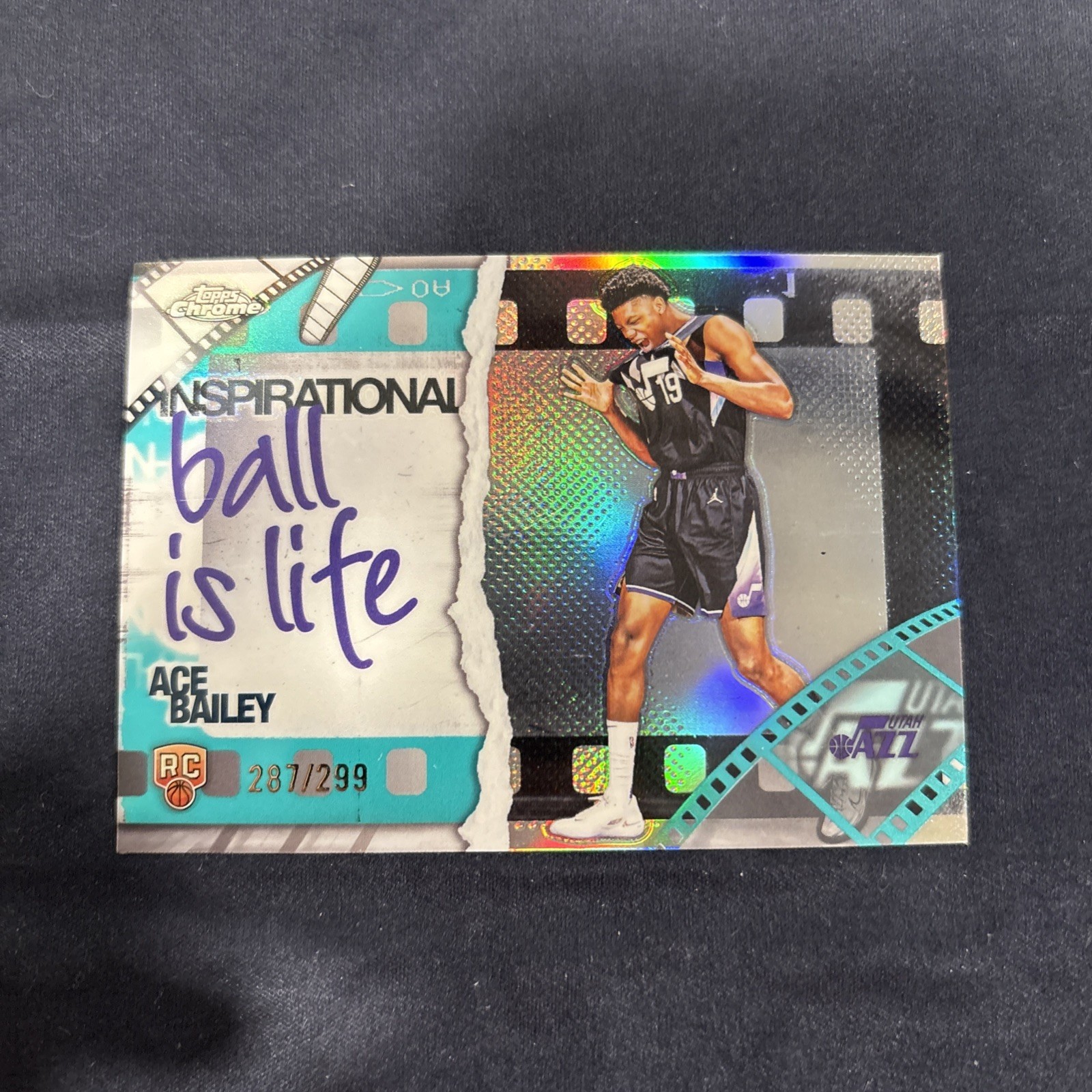 2025-26 Topps Chrome Ace Bailey Inspirational Teal Refractor /299 Jazz Rookie RC