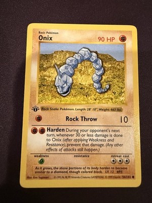 Pokémon TCG 1st Edition Shadowless Onix Excellent Condition!