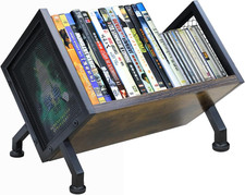 DVD CD Storage Rack, Blu ray Storage Shelve Holds Up To 28 DVD Cases, Wooden M