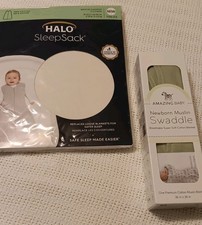 2 New Halo Sleep Sack Swaddle: Newborn Birth-3 mths / Muslin Swaddle Blanket