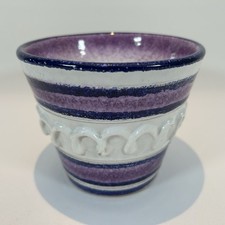 Vintage Italian? Purple and WhiteHandpainted Planter Plant Pot Mid Century