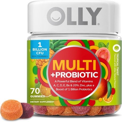 OLLY Multi + Probiotic Adult Multivitamin Gummy, 1 Billion CFUs, Digestive, 70ct