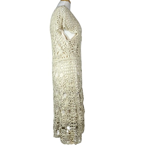 Vestido para mujer The Pyramid Collection XL beige crema crochet macramé forrado en red - Imagen 9 de 19