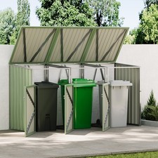 THREE Wheelie Bin Storage Metal Store Cover Garden Rubbish Dustbin 3 Sheds House