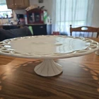 MINT Vtg Large Westmoreland Milk Glass Cake Dessert Stand Weave
