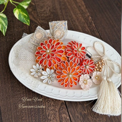 Tsumami-Zaiku Hair Ornaments for Coming-of-Age & Graduation Used/Handmade