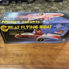 Vtg 1980's MF-742 GREAT FLYING BOAT Space Ship 13" Friction Tin Litho Toy in Box