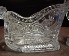 Santa Sleigh candy dish Diamond Pattern Made in USA 24% Lead crystal.