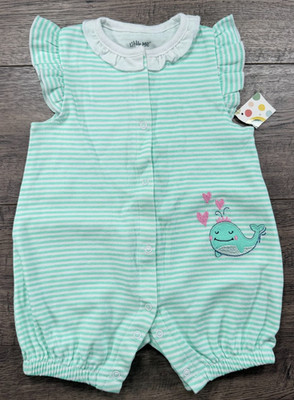 Baby Girl Clothes New Little Me 9 Month Blue Whale Romper Outfit