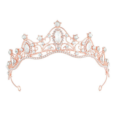Pink Crystal Tiara Headband for Women   Rhinestone Crowns for Wedding, Prom, Bir