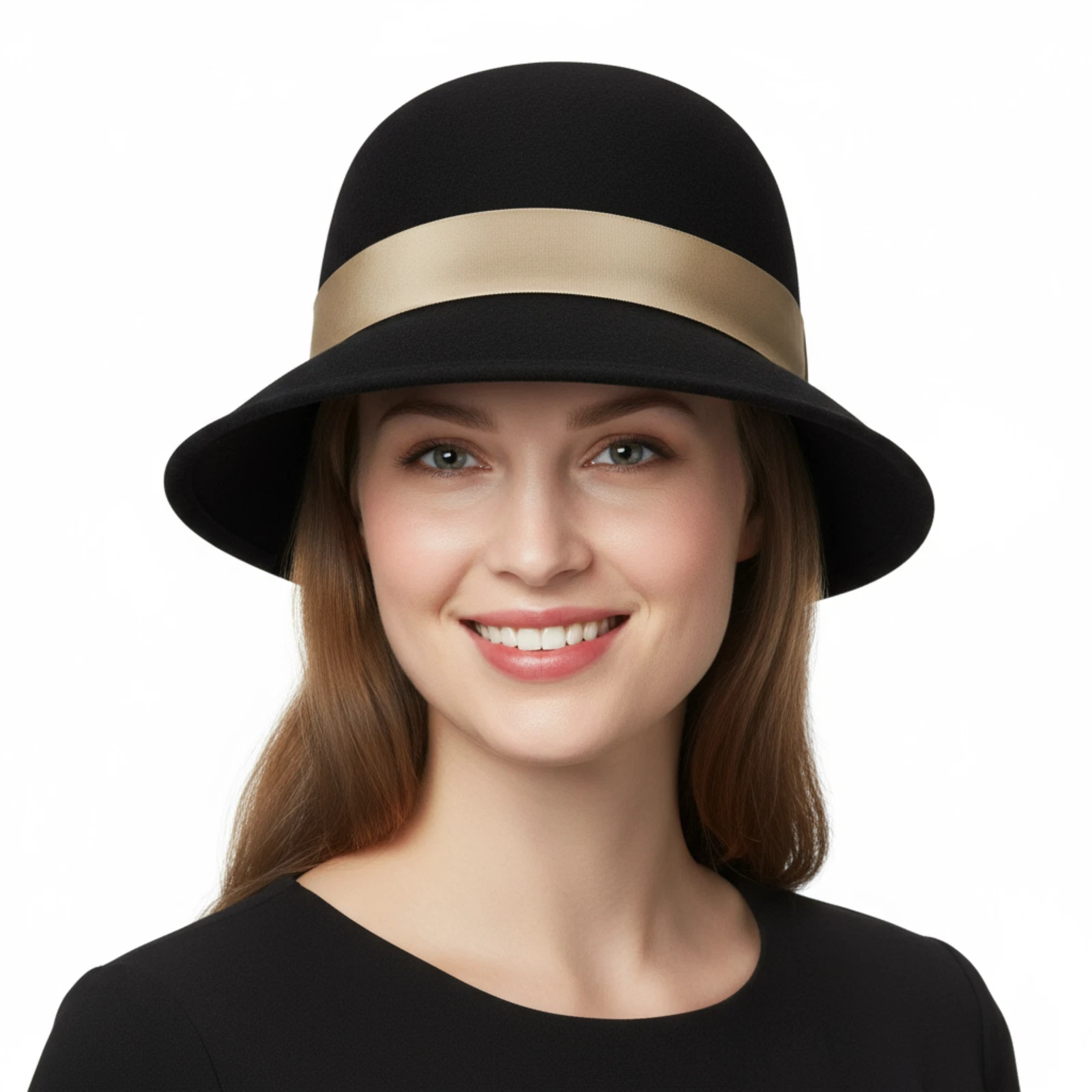 Dolce & Gabbana Black Cotton Bucket Hat with Beige Silk Band-
