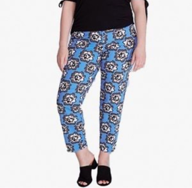 Lane Bryant The Lena Stretch Ankle Pant Blue Floral Modernist Collection Sz 22