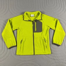 Columbia Youth Small 8 Green Fleece Jacket Full Zip Front 2 Zip Pockets