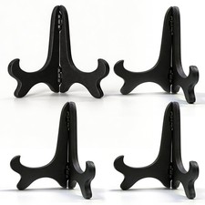 4 Pack 4 Inch Plastic Easel Display Stands Picture Frame Plate Holders Black
