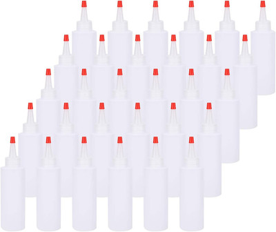 Bekith 30 Pack Small Plastic Squeeze Condiment Bottles with Red Tip Cap, 4 Ounce