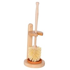Oiled Beechwood Toilet Brush Stand with Tampico Fiber Toilet Brush, 9-7/8