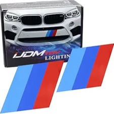 7x7-Inch Iconic 3-Color Stripe Decal Stickers for Side Skirt, Bumper, Hood Cosme