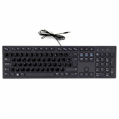 Dell KB216 08vxm3 0rx6rm USB-Tastatur AZERTY Schwarz + USB-Kabel + Aufkleber