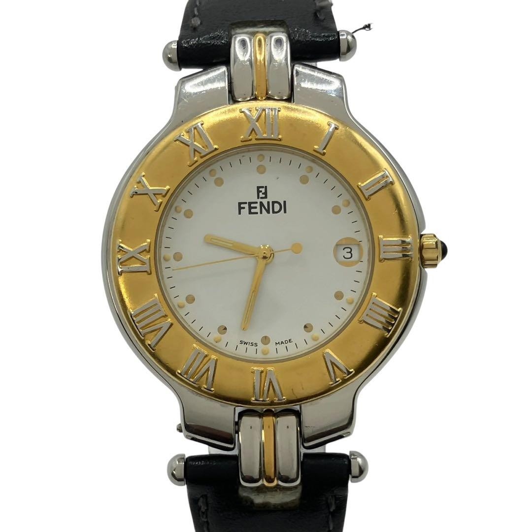 FENDI 900G Swiss Black Dial Gold Two Tone w/ Date Watch BATTERY