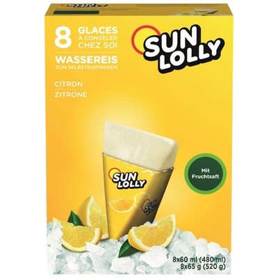 Sun Lolly Wassereis Zitrone Stangeneis mit Fruchtsaft 8 x 60ml