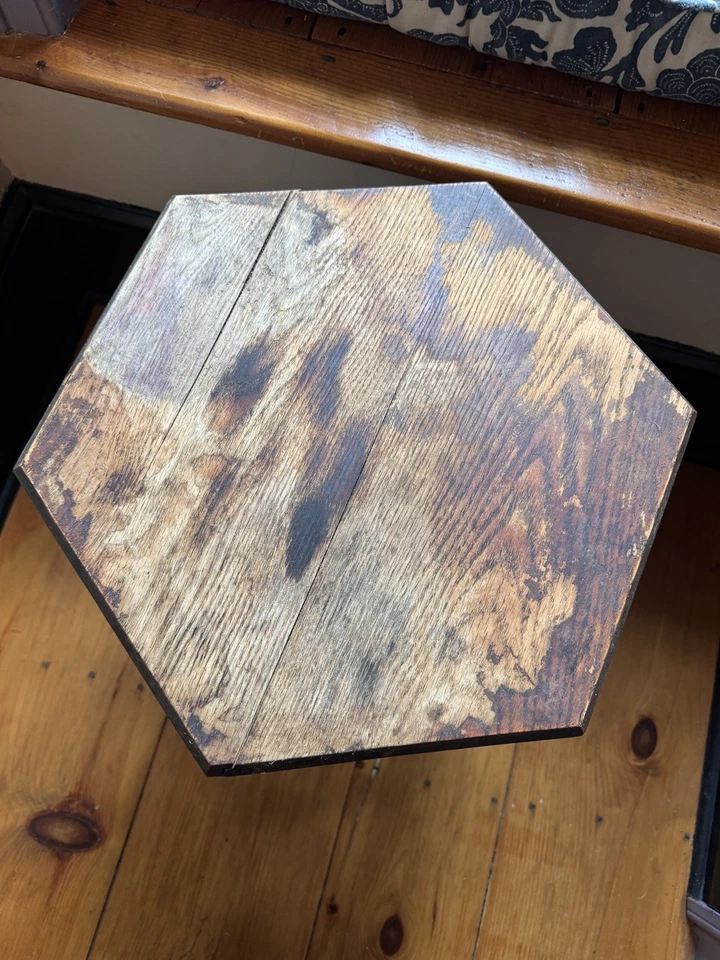 ANTIGUO SOPORTE PARA PLANTAS DE ROBLE PALO Y BOLA ARTESANÍAS VICTORIANAS Foto 3 de 4