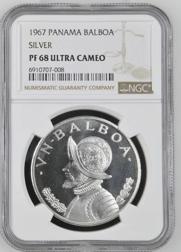 1967 PANAMA Silver BALBOA NGC PF-68 ULTRA CAMEO - 008