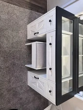 Farmhouse Vanity Desk w/ Lighted Mirror w/ Dressing Vanity Table Stool Included